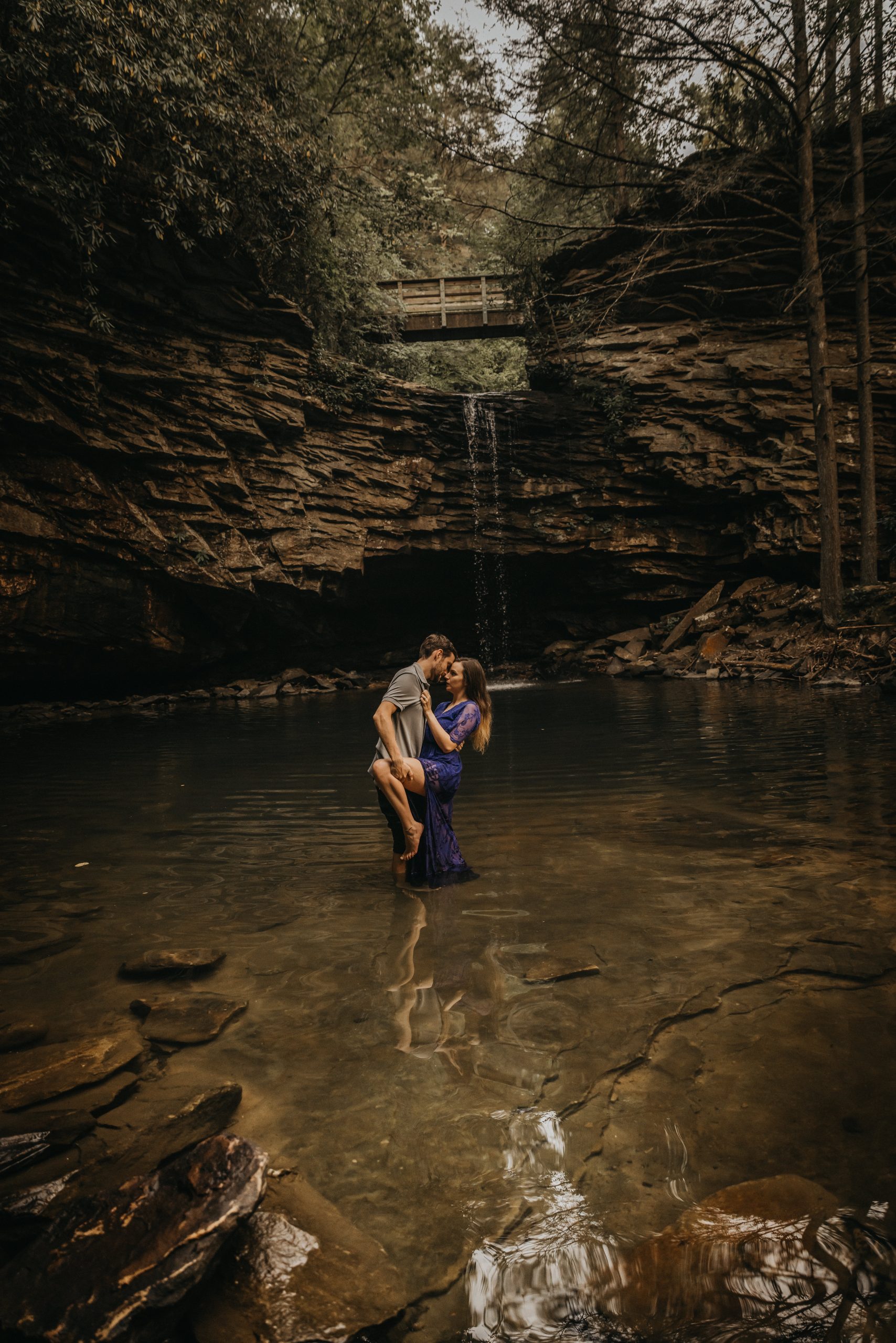 Engagement session at little stoney creek falls va adventure wedding photographers